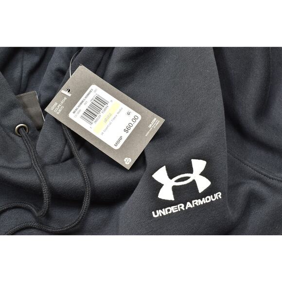 Under Armour Men's Black Essential Fleece Hoodie Regular Size M Cotton Blend NWT - Picture 5 of 8